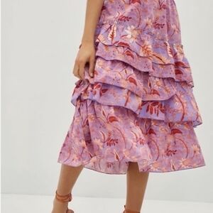 Conditions Apply Small Nori Tiered Floral Midi Skirt